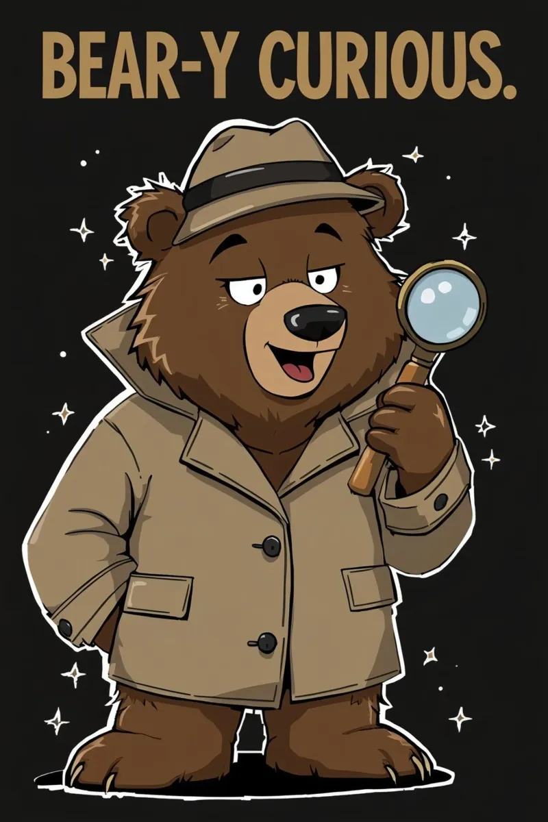 Curioso como un oso lienzo con Marco flotante de DesignDoodle