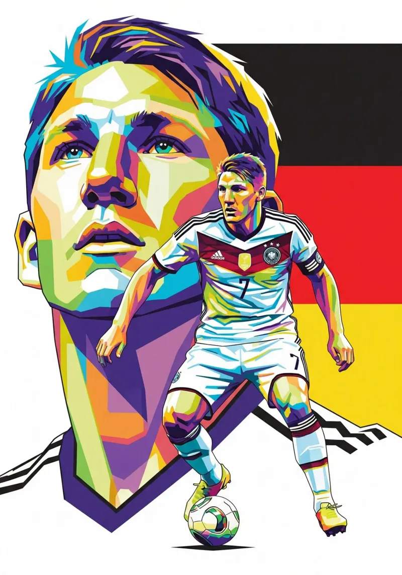 Bastian Schweinsteiger pop art poster con telaio in alluminio da Hantamrata