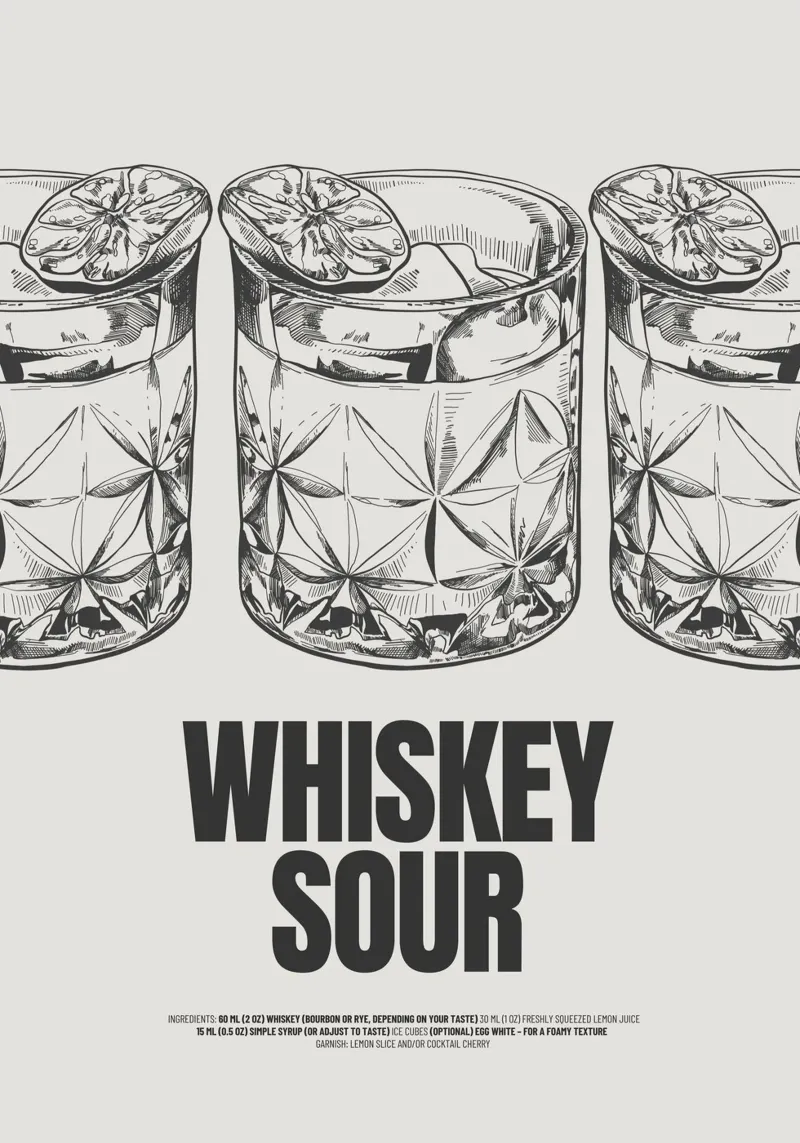 Whiskey Sour poster con telaio in plastica da PurePeachStudio