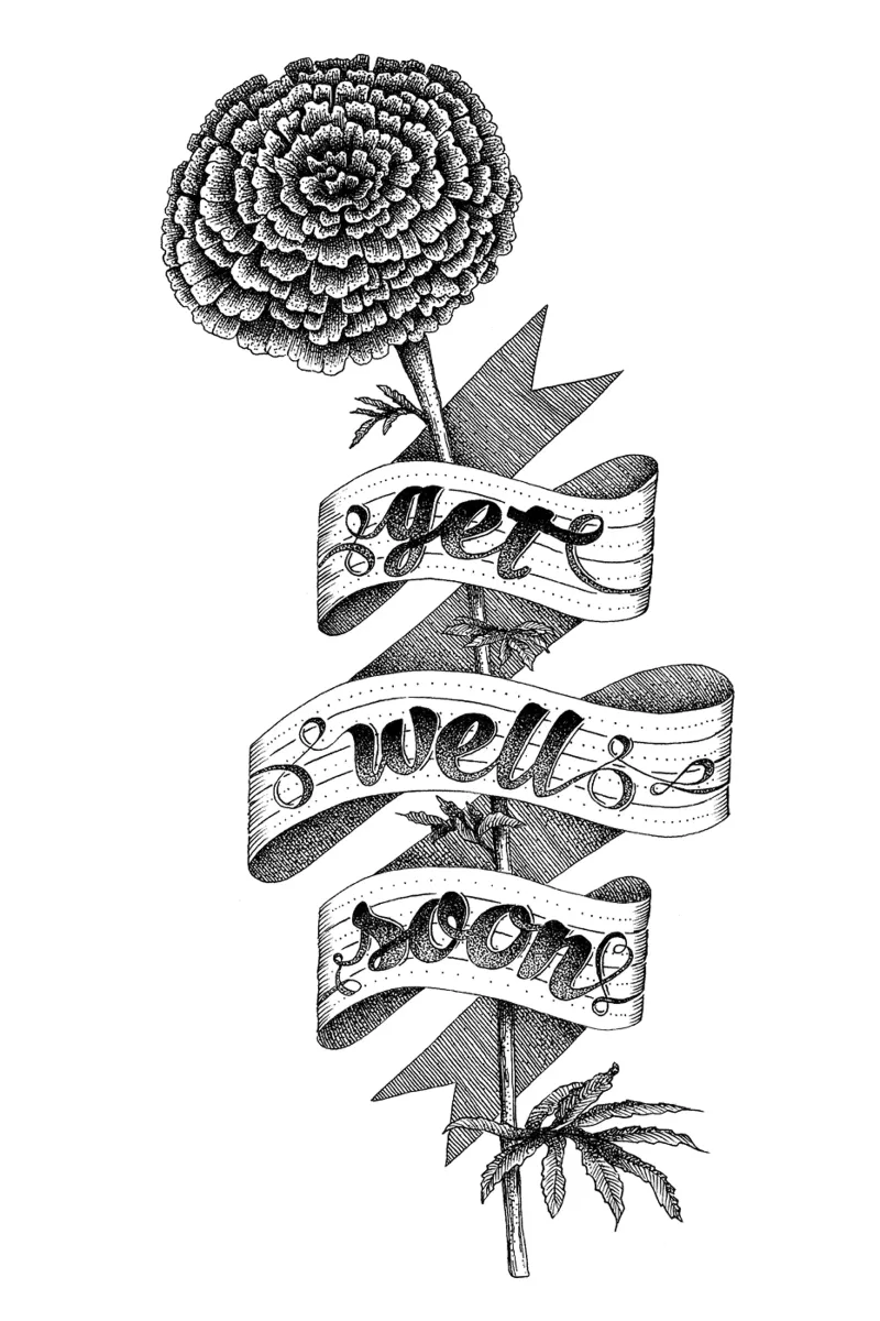 Get well soon hand-lettering canvas with Floater frame by The True Type