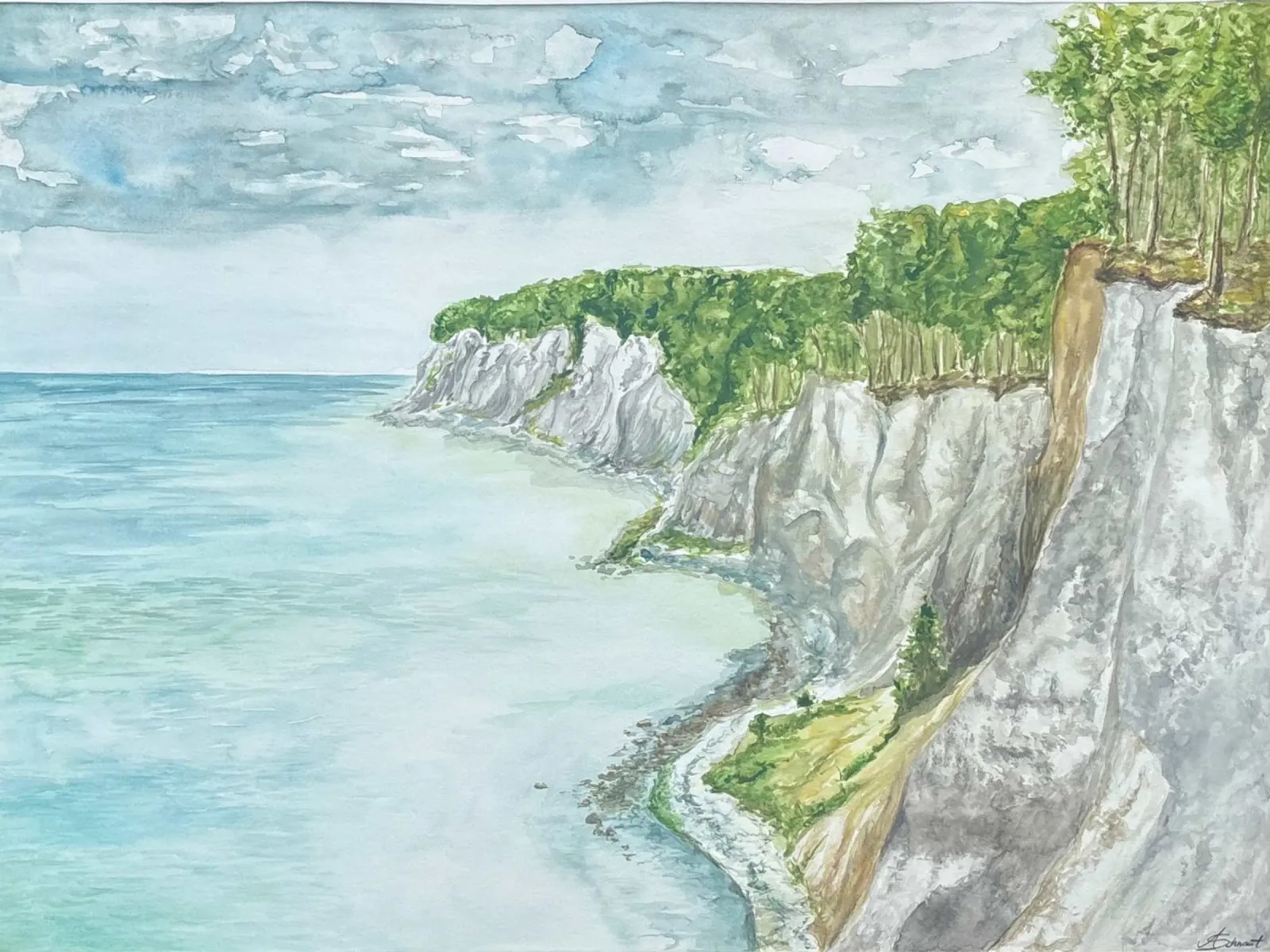 Scogliere di gesso a Rügen tela con Cornice a cassetta da Kunst.der.Amelie