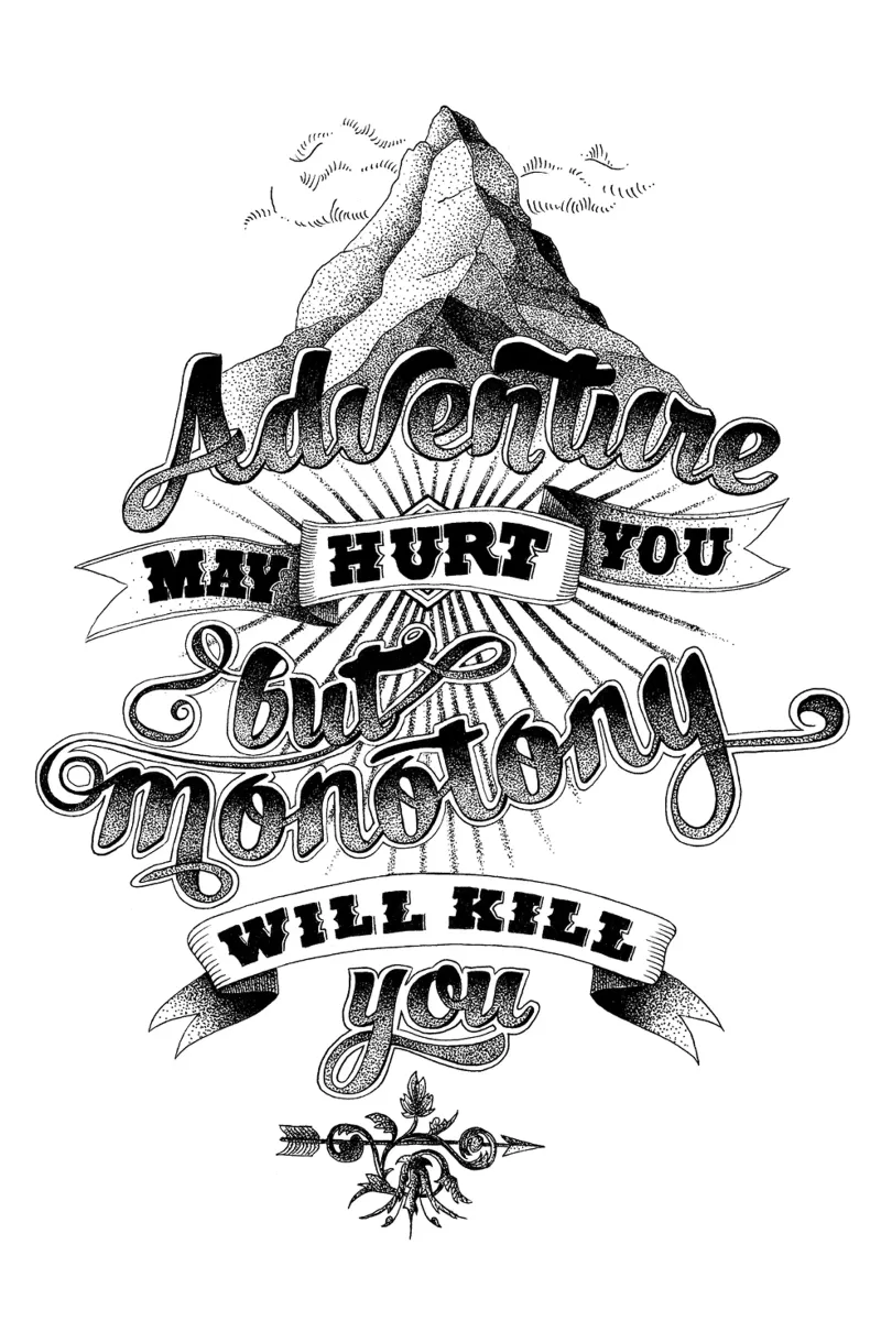 Adventure hand-lettering poster con telaio in legno da The True Type