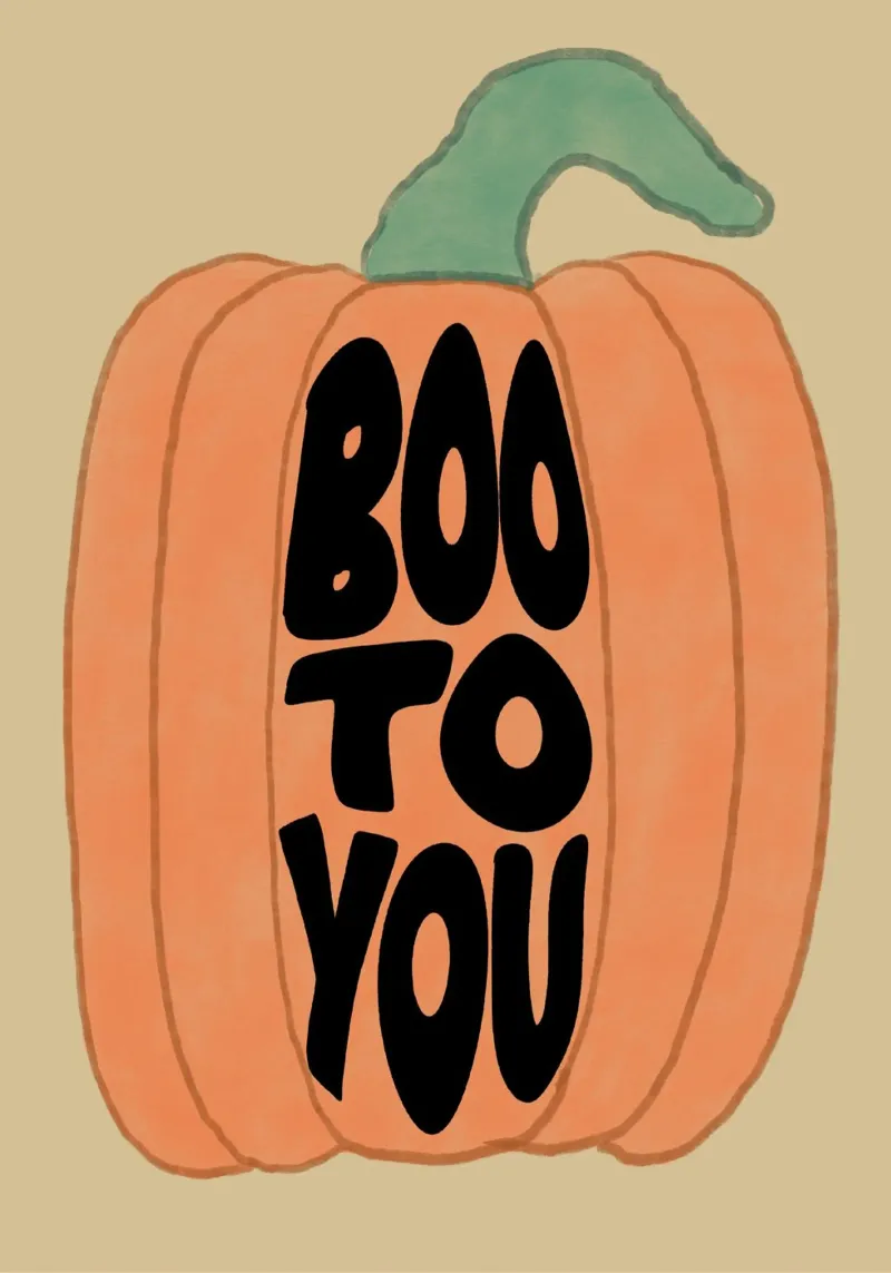 BOO TO YOU Calabaza Groovy Póster de Halloween lienzo con Marco flotante de vintagepod