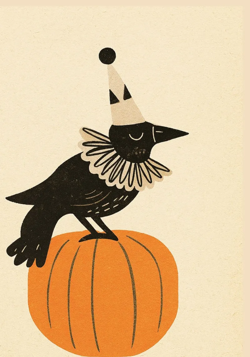 Simpatico cappello da clown della festa del corvo Poster di Halloween poster da vintagepod