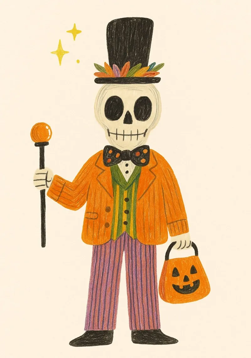 Scheletro Dapper Gentleman Halloween Dolcetto o scherzetto poster da vintagepod