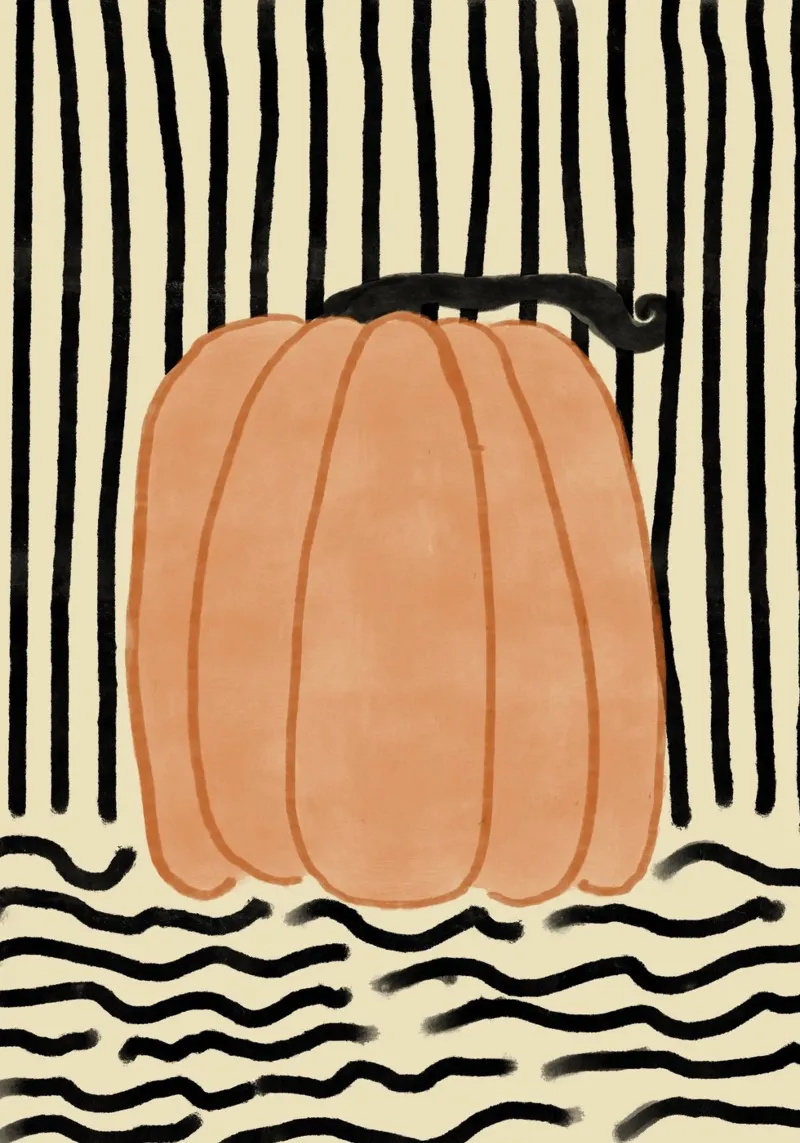 Arte moderna astratta a strisce di zucca tela con Cornice a cassetta da vintagepod
