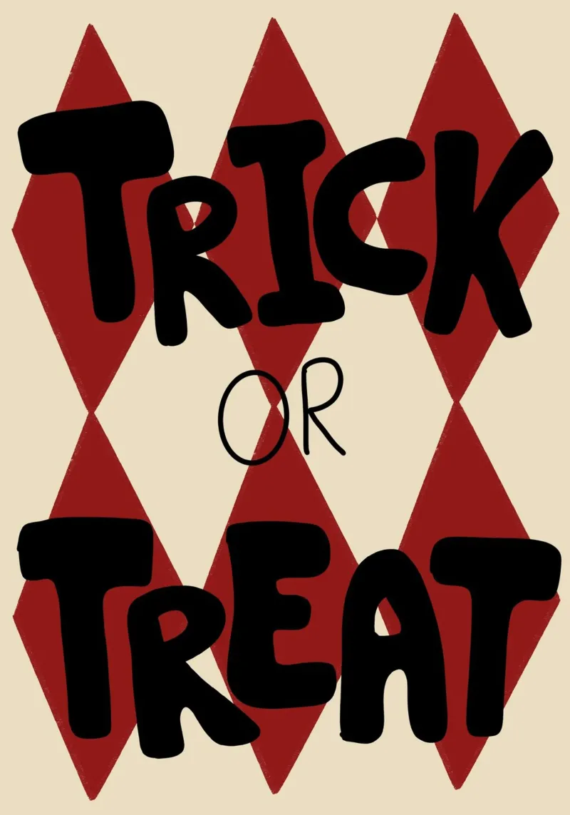 TRICK OR TREAT Arlecchino Retro Halloween poster da vintagepod