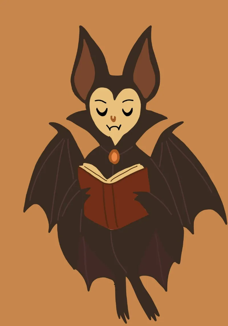 Pipistrello carino che legge il libro spettrale di Halloween poster da vintagepod