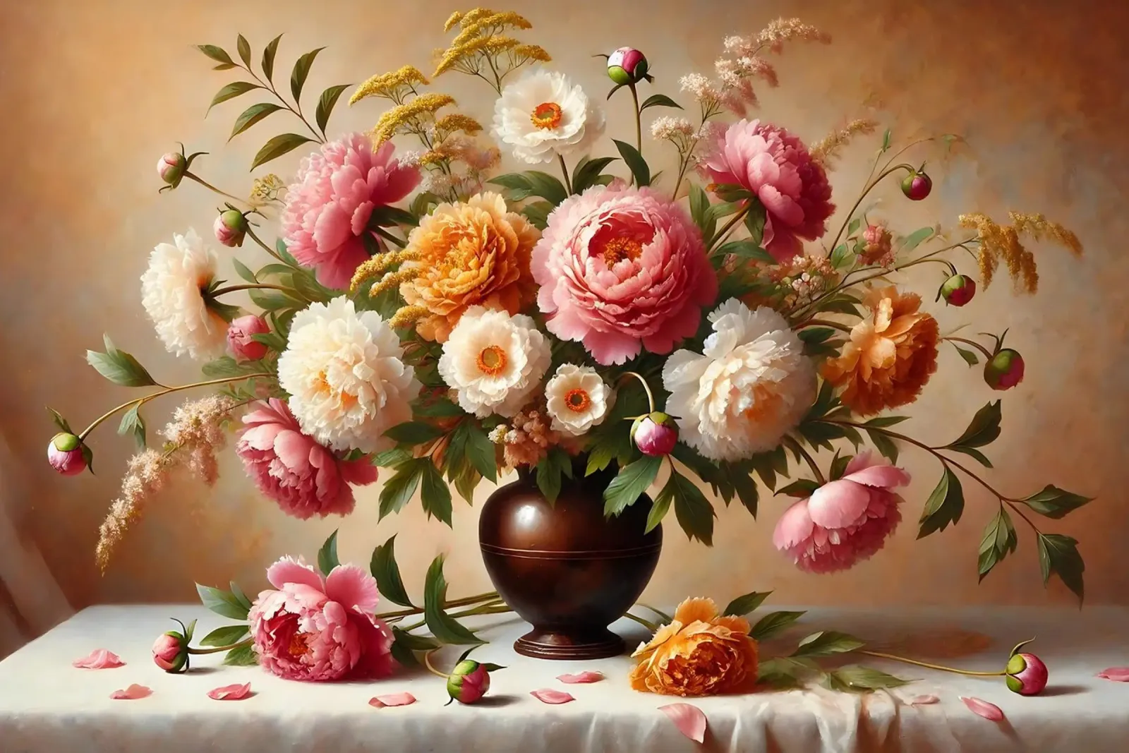 Bouquet di peonie vittoriane tela con Cornice a cassetta da VintageBotanics