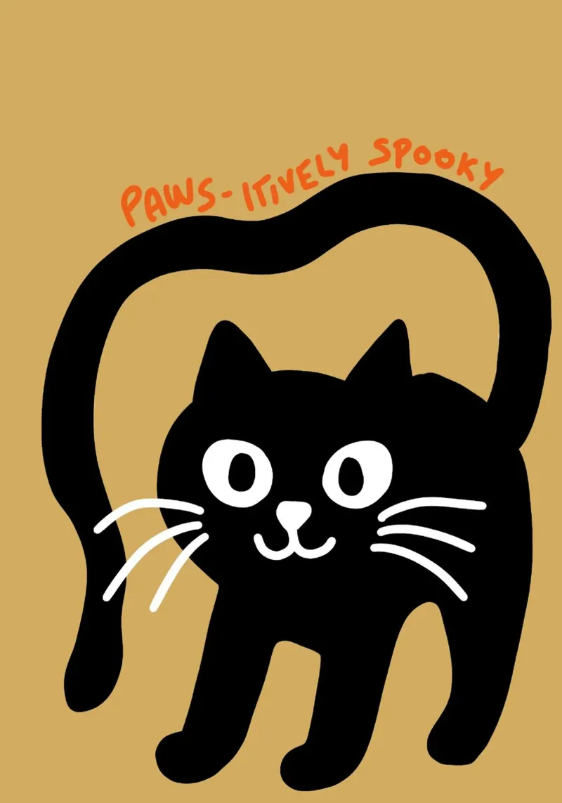 Paws-itively Gatto nero spettrale Poster tela con Cornice a cassetta da vintagepod