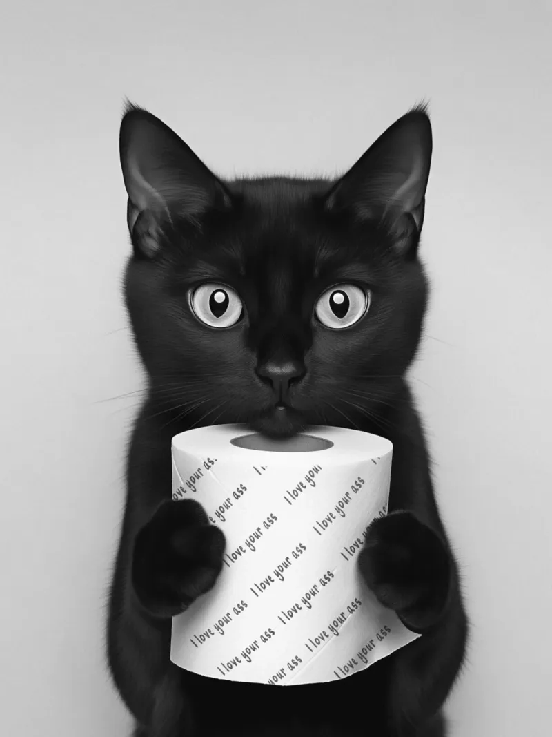 Umorismo da toilette con un gatto poster da Carinaprint