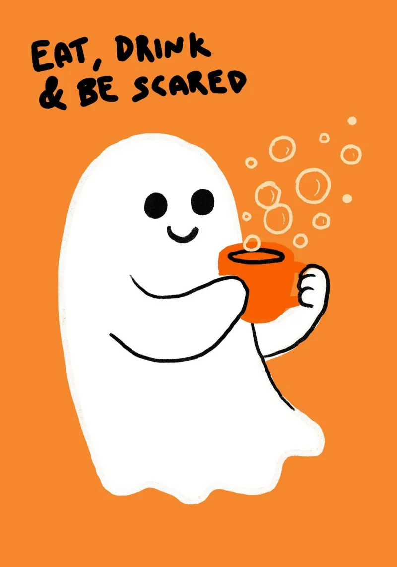 Stampa d'arte sui fantasmi "Eat, Drink & Be Scared" - Divertimento di Halloween poster da vintagepod