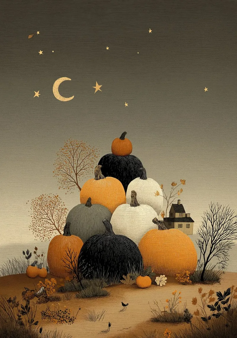 Stampa d'arte Rustic Pumpkin Patch - Decorazione autunnale umorale tela con Cornice a cassetta da vintagepod