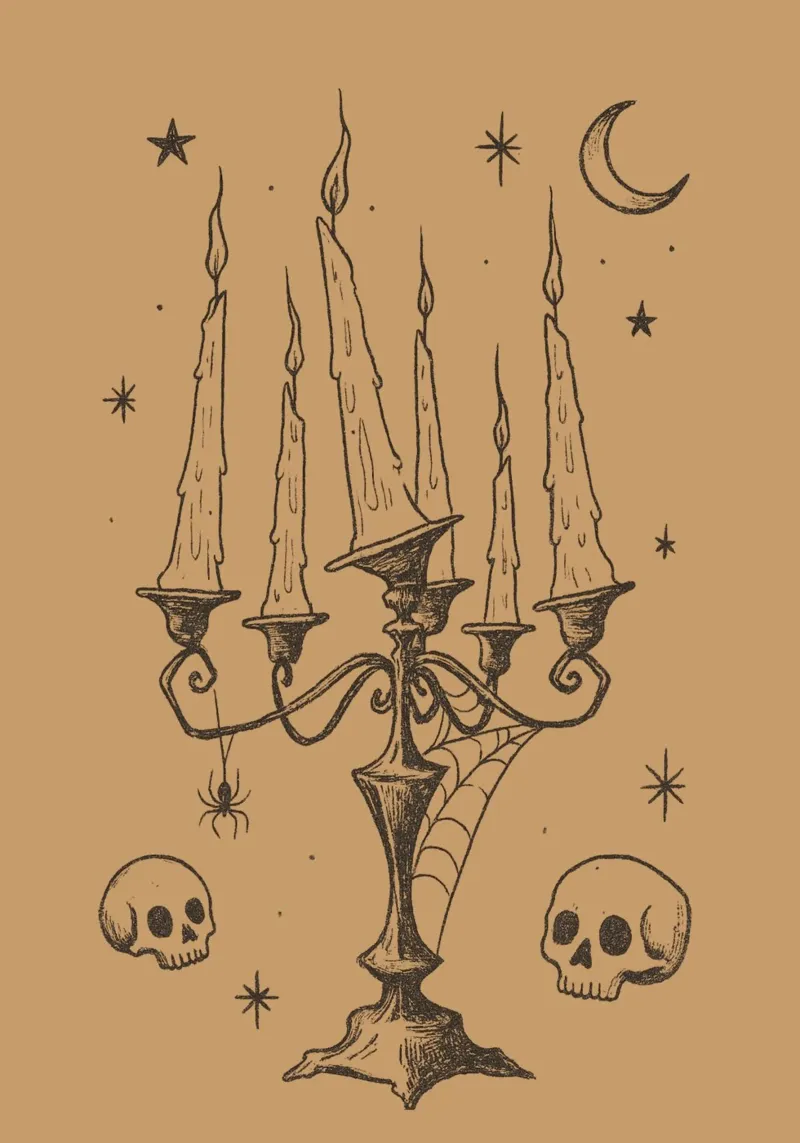 Vintage Halloween Candelabra Art Print canvas with Floater frame by vintagepod