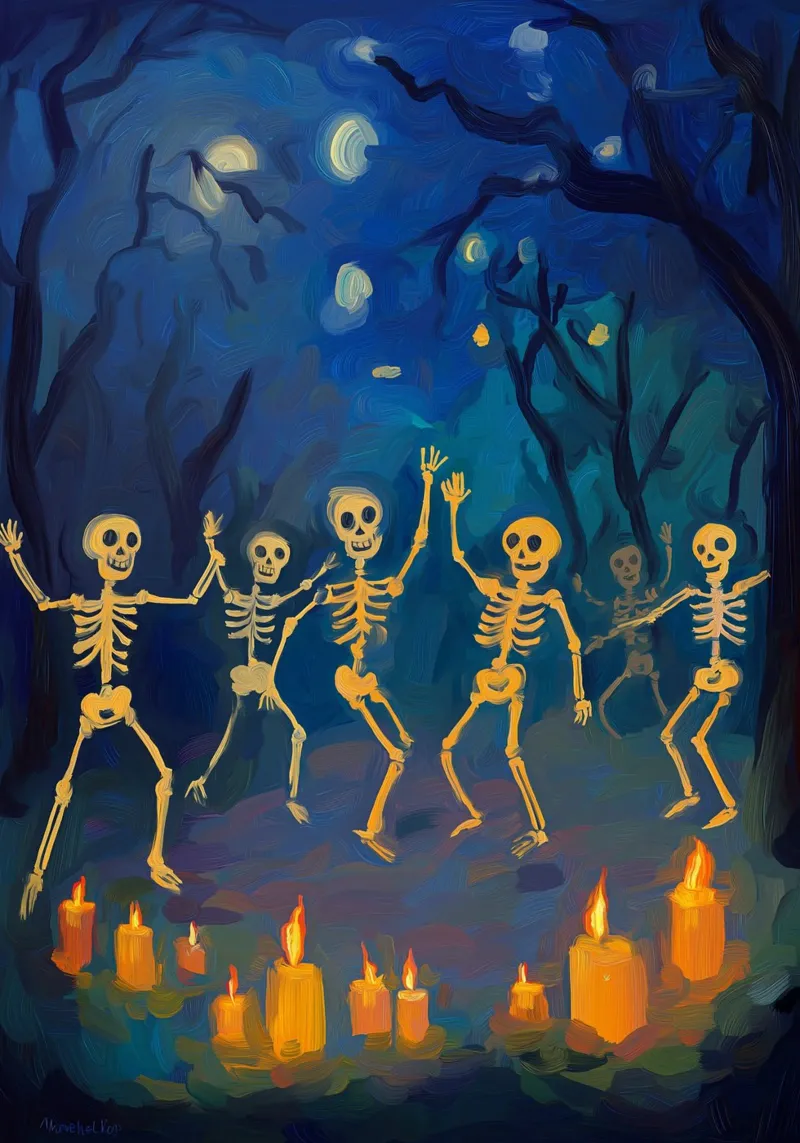 Scheletri danzanti Stampa artistica di Halloween poster da vintagepod