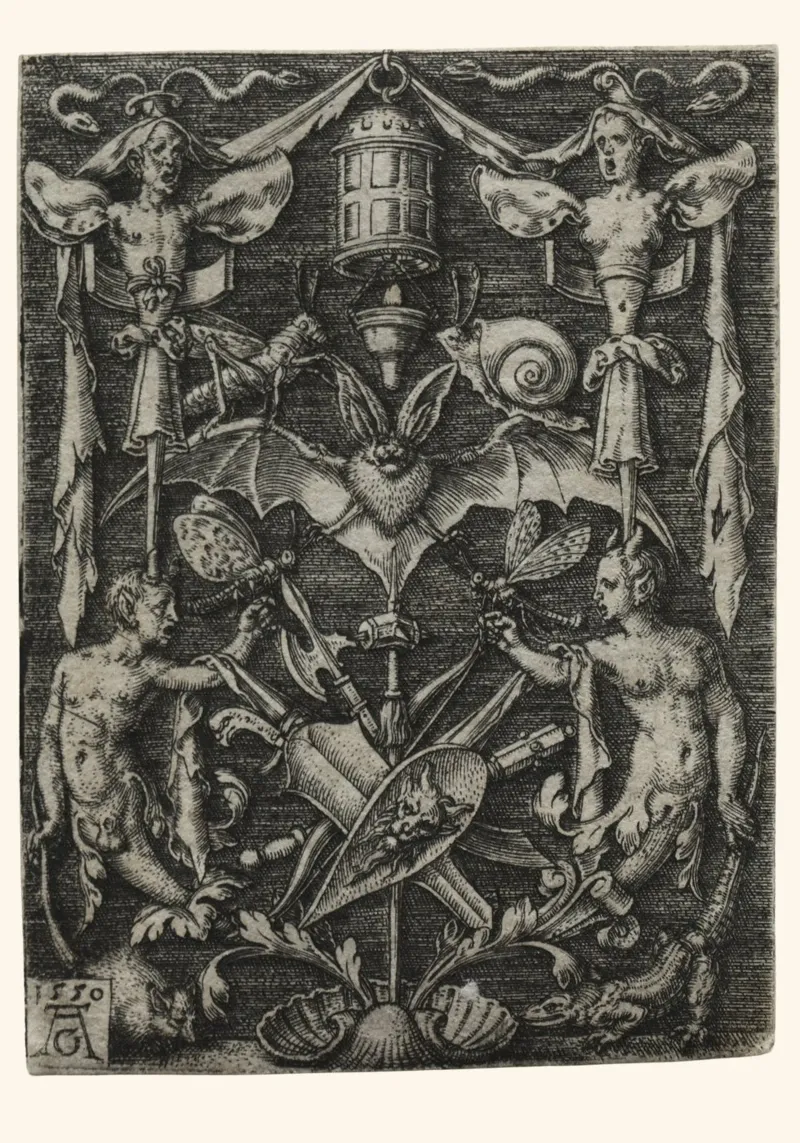 Gravure vintage chauve-souris et démons - Gothic Art Print toile avec Caisse américaine de vintagepod