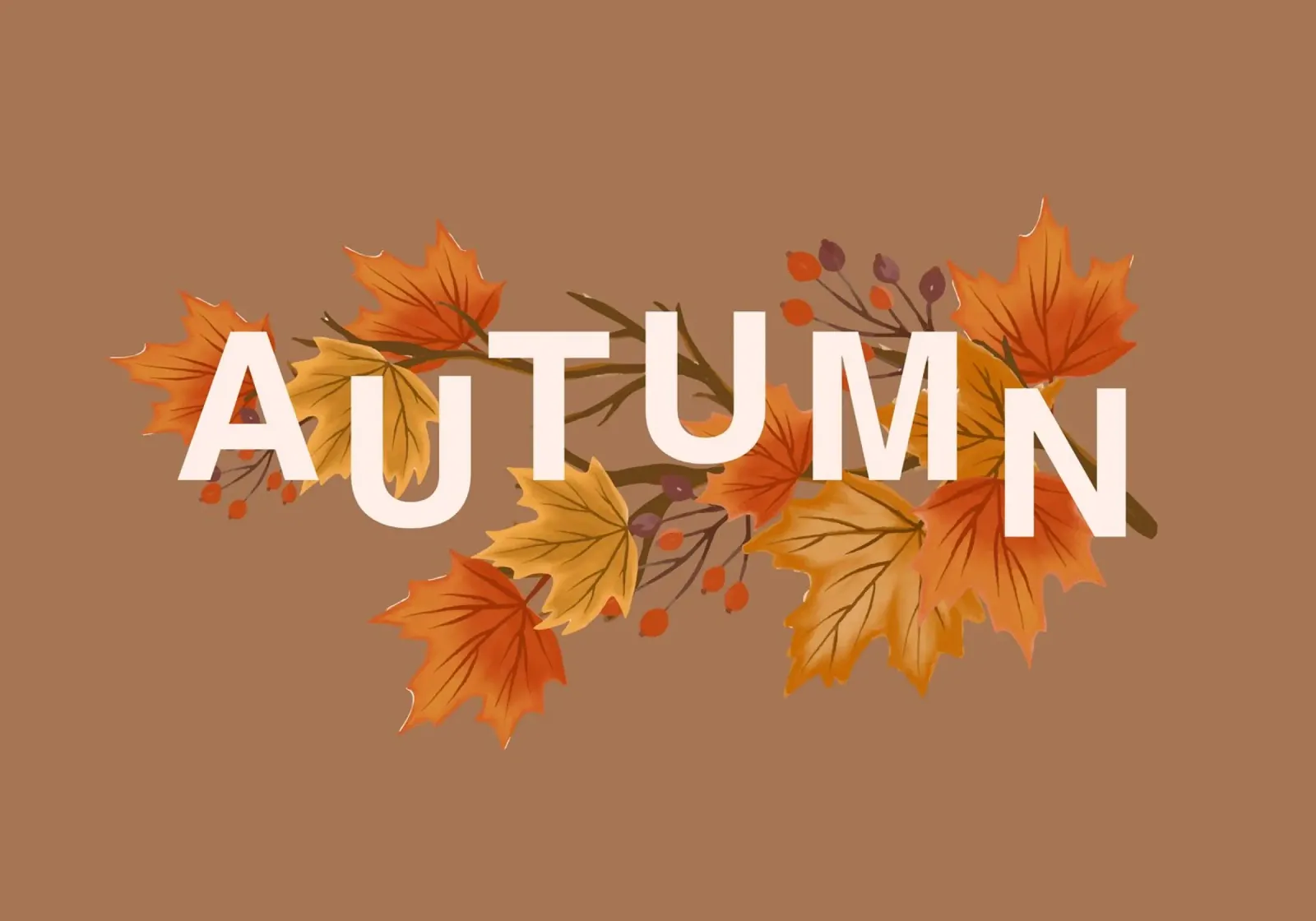 Poster moderno con foglie d'autunno - Estetica autunnale tela con Cornice a cassetta da vintagepod