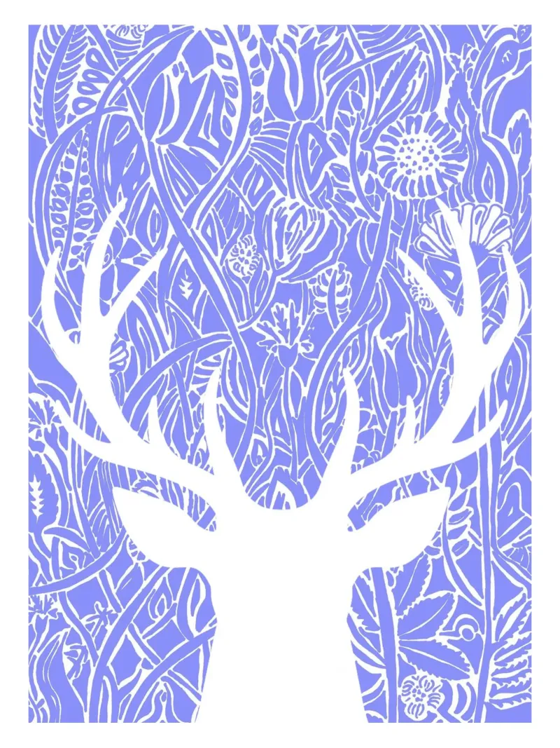 Cervo bianco - viticci dei fiori poster con telaio in plastica da PaperLine Art
