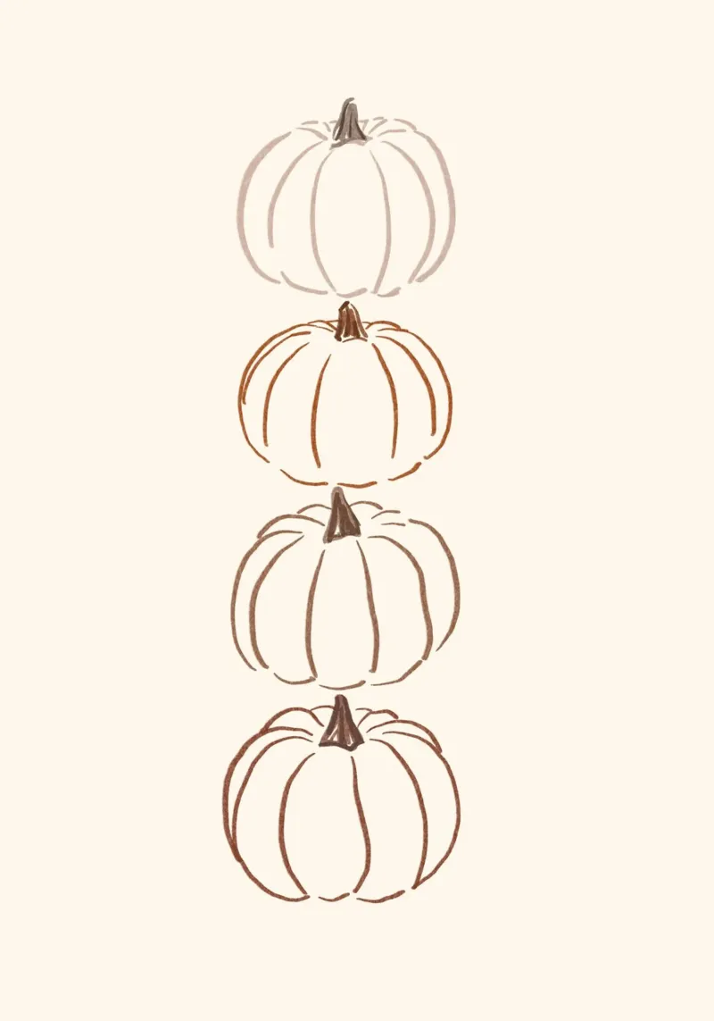 Art mural d'automne Boho Pumpkin Stack Digital Print poster avec cadre en plastique de vintagepod