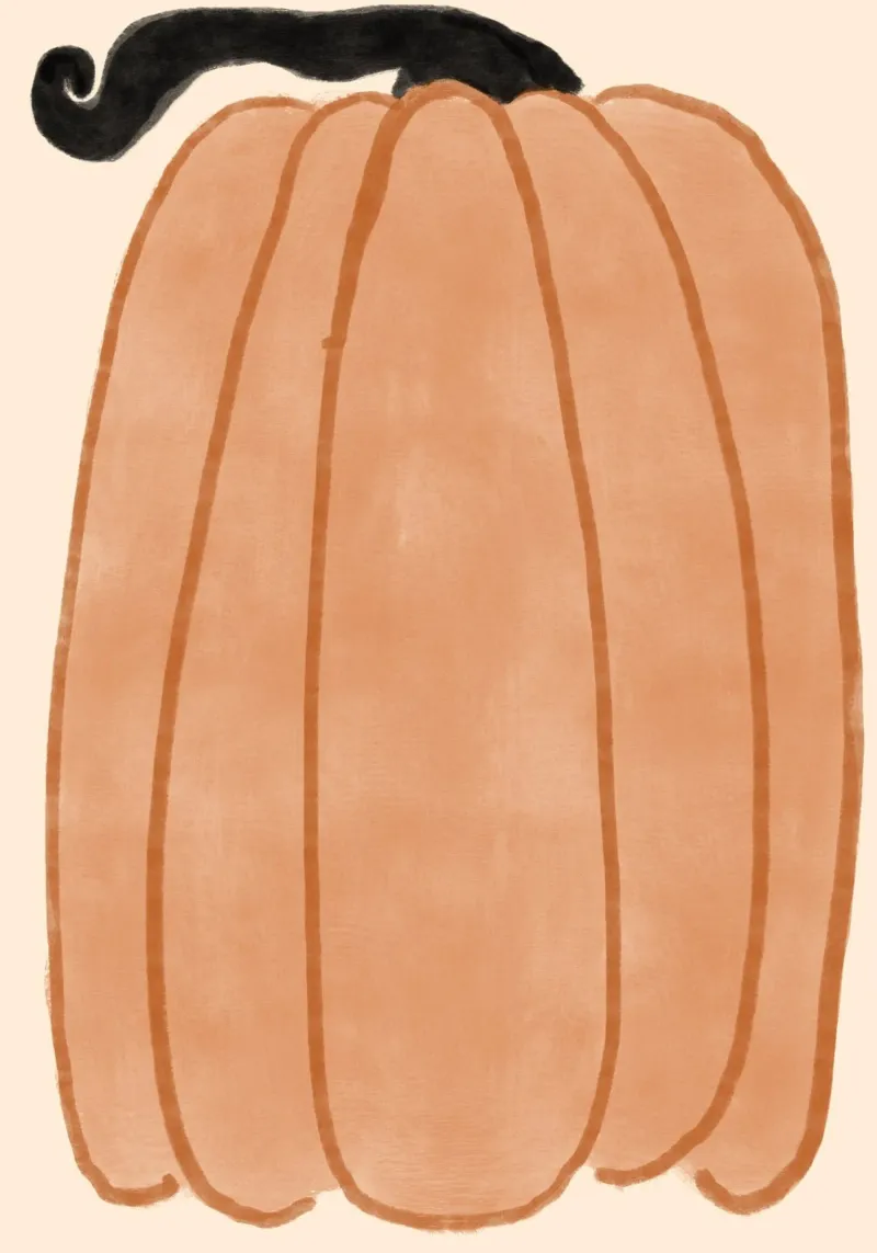 Arte da parete autunnale minimalista con zucca arancione tela con Cornice a cassetta da vintagepod