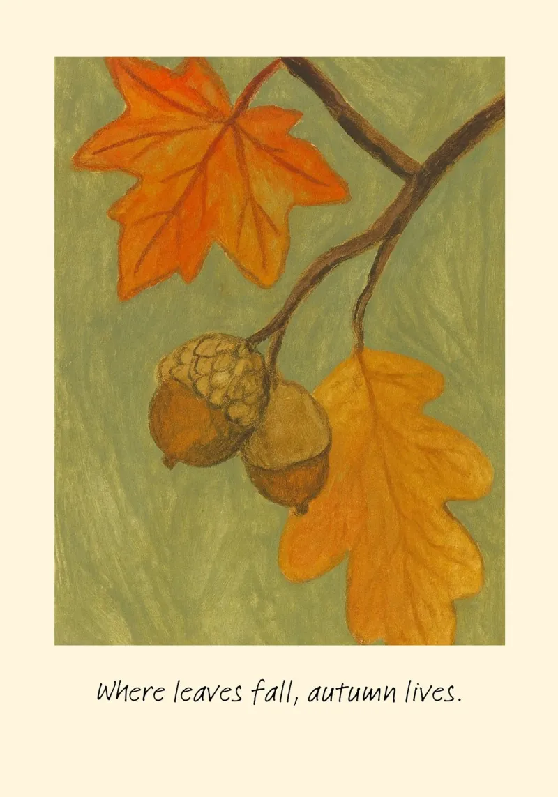 Waar de bladeren vallen, leeft de herfst botanische print canvas met Baklijst van vintagepod