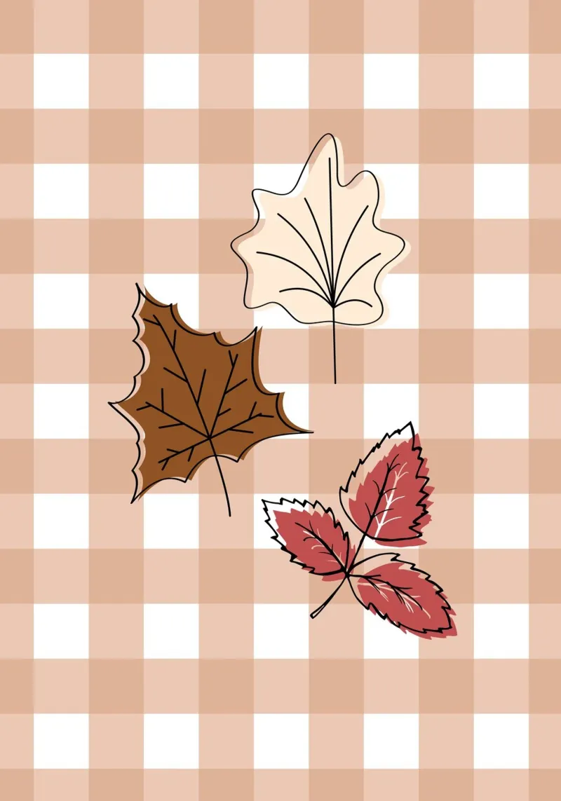 Poster decorativo autunnale Foglie d'autunno Plaid Gingham tela con Cornice a cassetta da vintagepod
