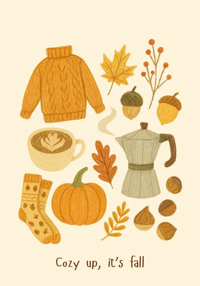 Cozy Up It's Fall Autunno Estetica Stampa tela con Cornice a cassetta da vintagepod