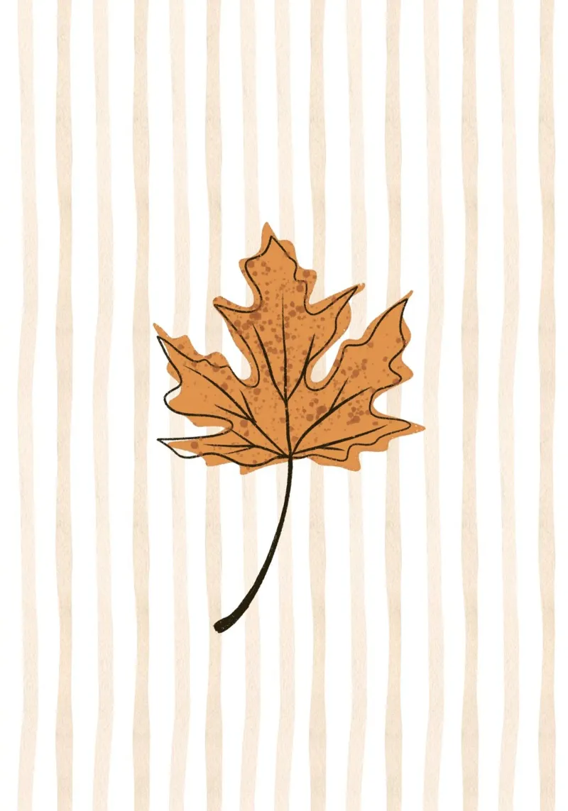 Single Maple Leaf Fall Aesthetic Wall Print canvas with Floater frame by vintagepod