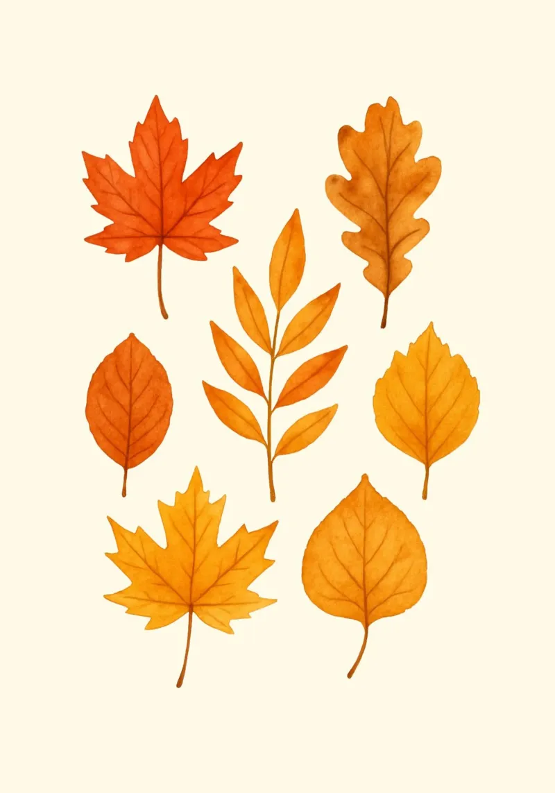 Autumn Leaves Watercolor Fall Botanical Print canvas with Floater frame by vintagepod