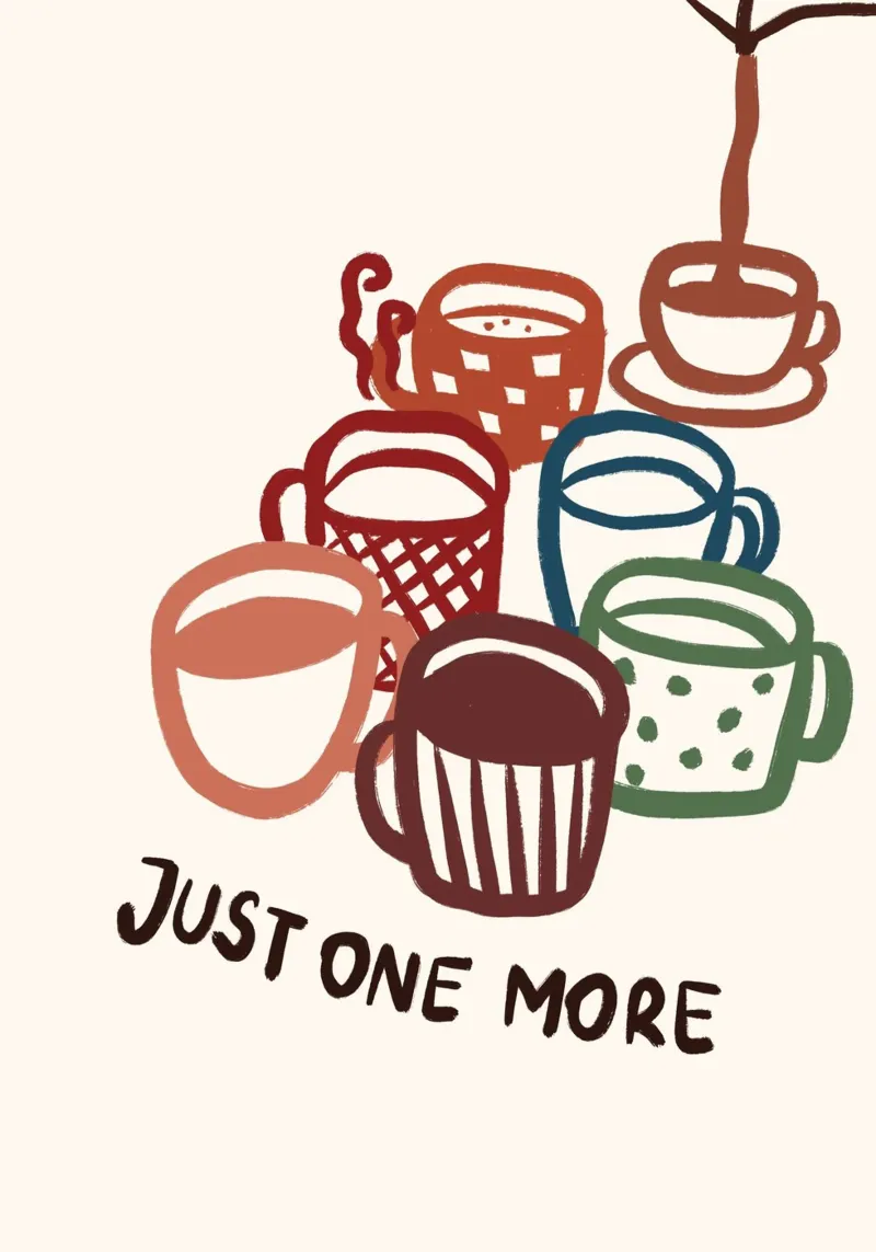 Just One More Koffie Verslaving Kunstdruk canvas met Baklijst van vintagepod