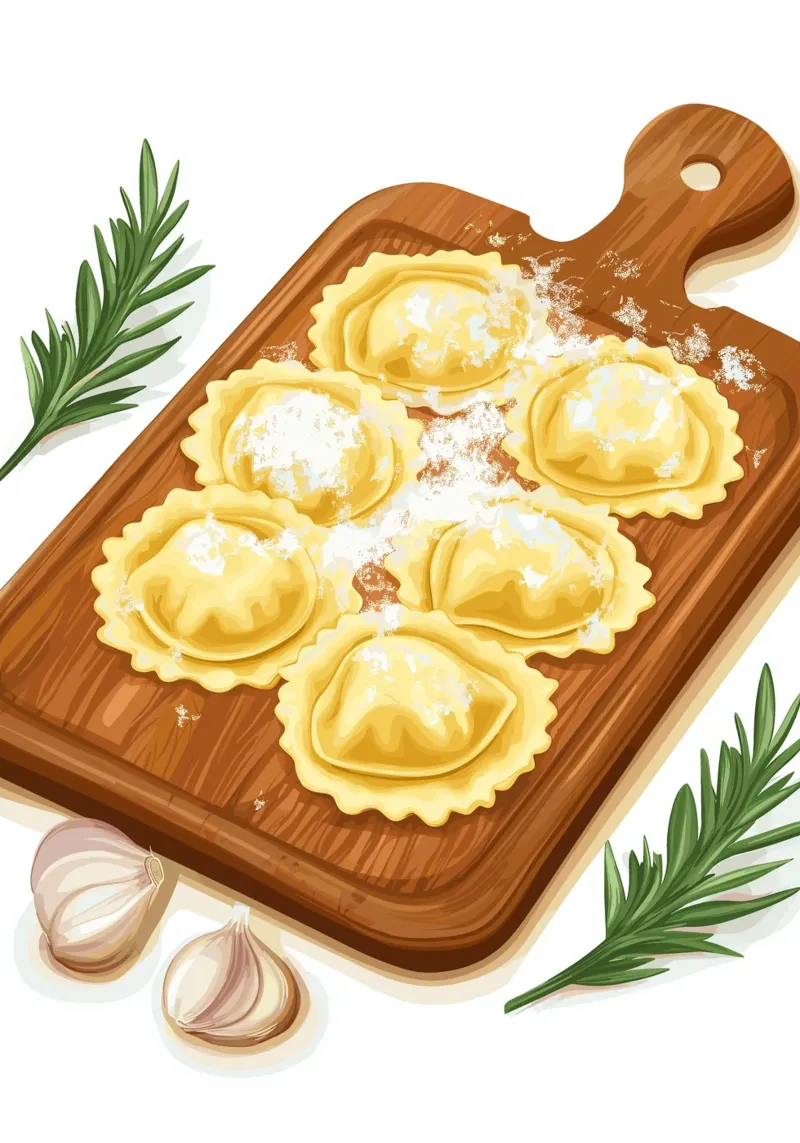 Ravioli italiani su tavola di legno poster da pixelbull - medieval art and more