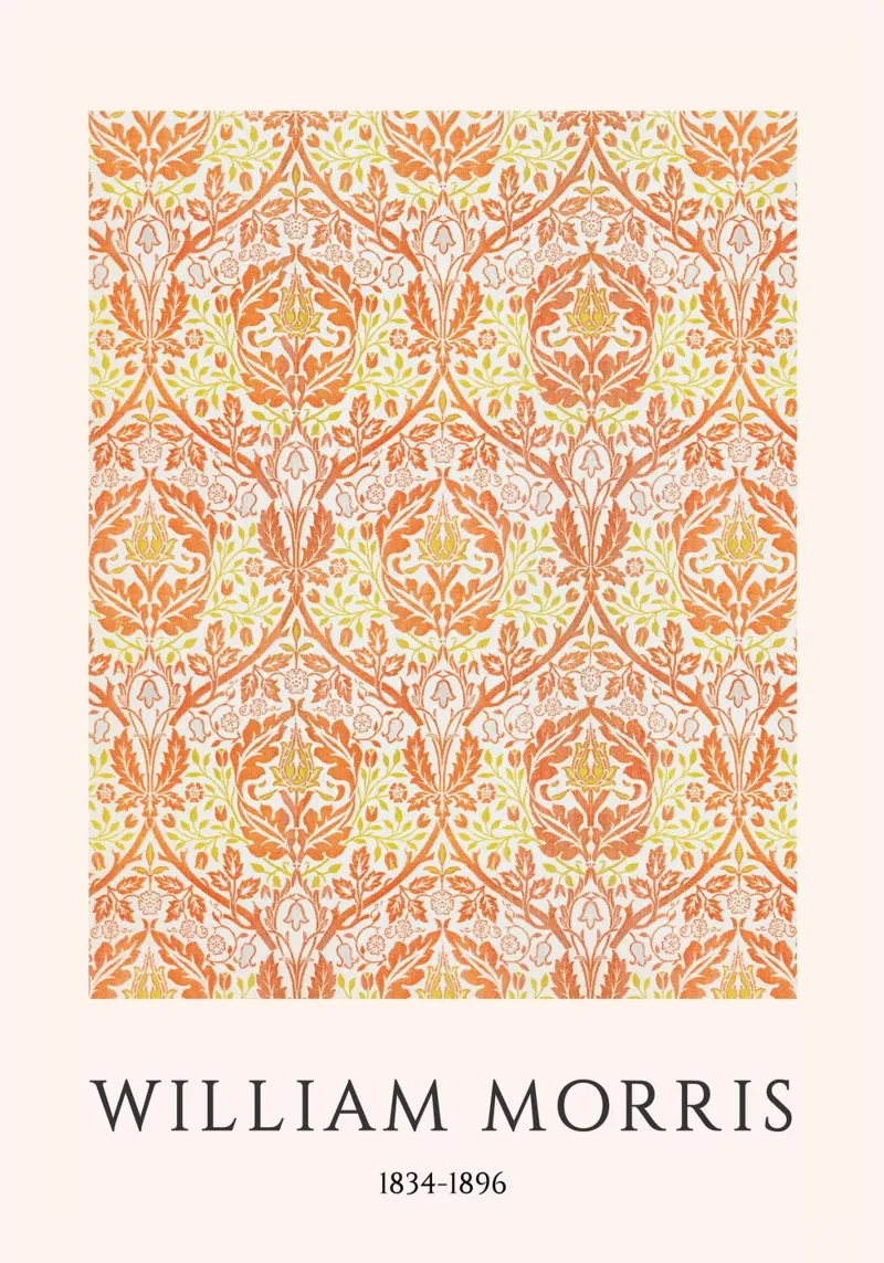William Morris Arancione Estetico Stampa Arts & Crafts tela con Cornice a cassetta da vintagepod
