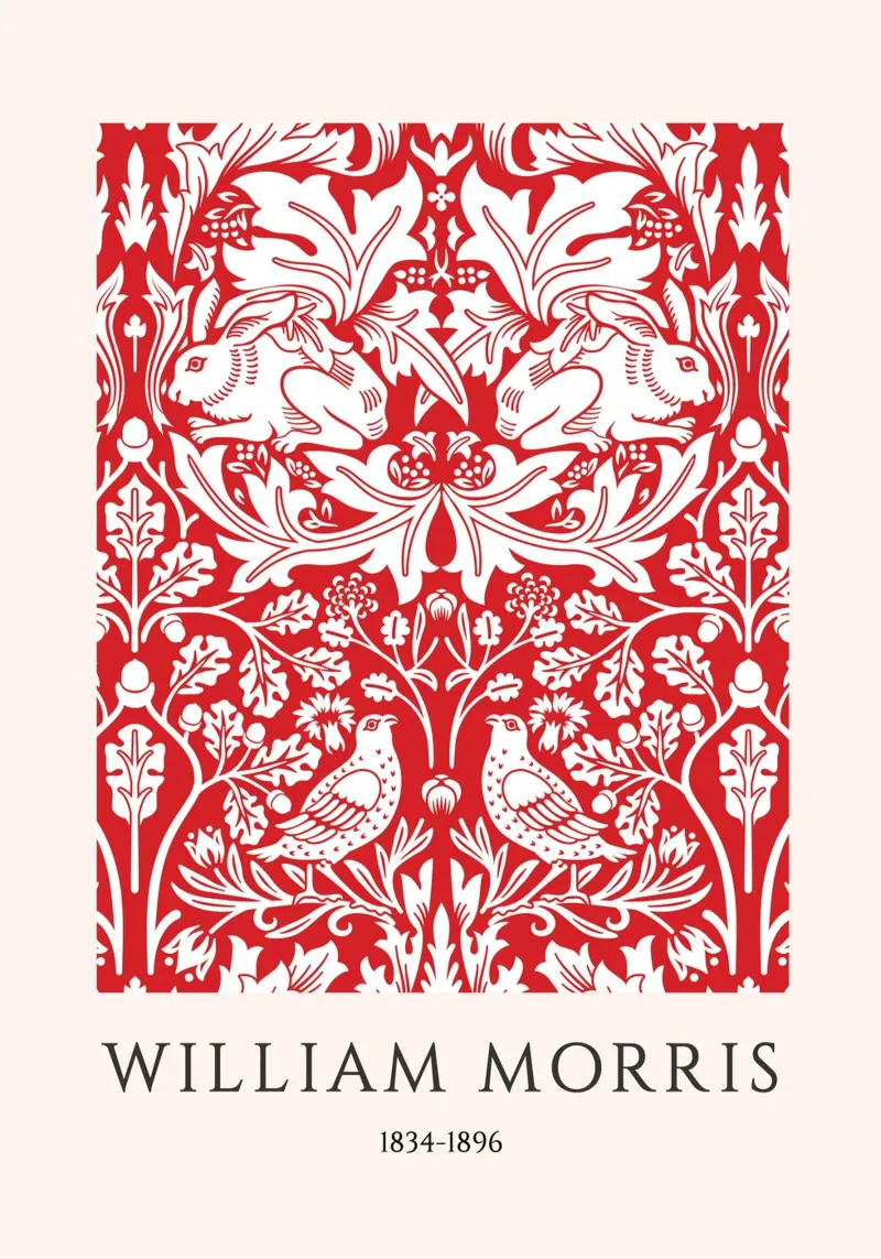 William Morris Rot & Weiß Kunst & Handwerk Druck Poster von vintagepod