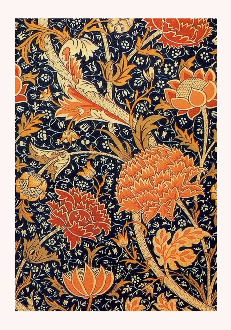 William Morris Donkere Bloemen Arts & Crafts Print canvas met Baklijst van vintagepod
