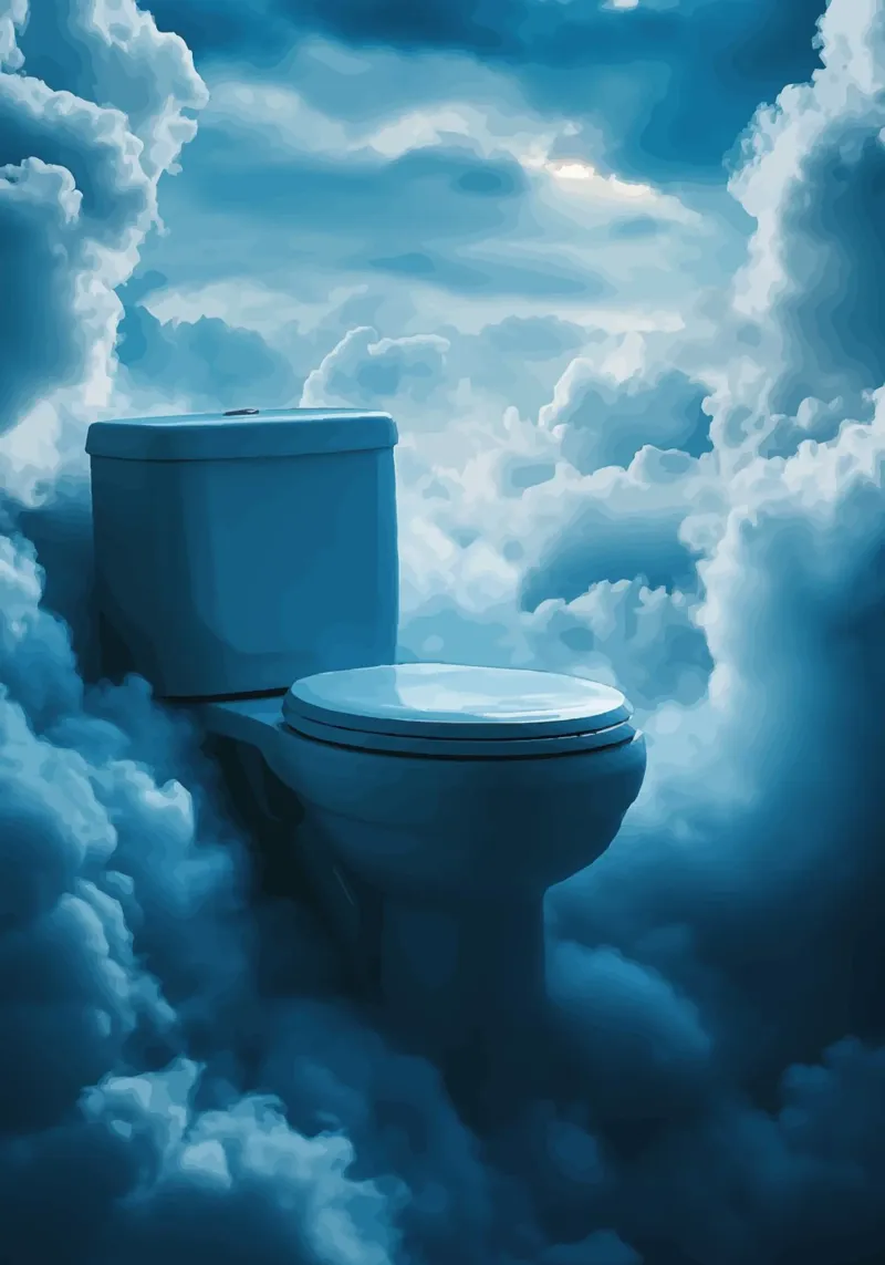 Himmlisches WC im Wolkenmeer Poster von pixelbull - medieval art and more