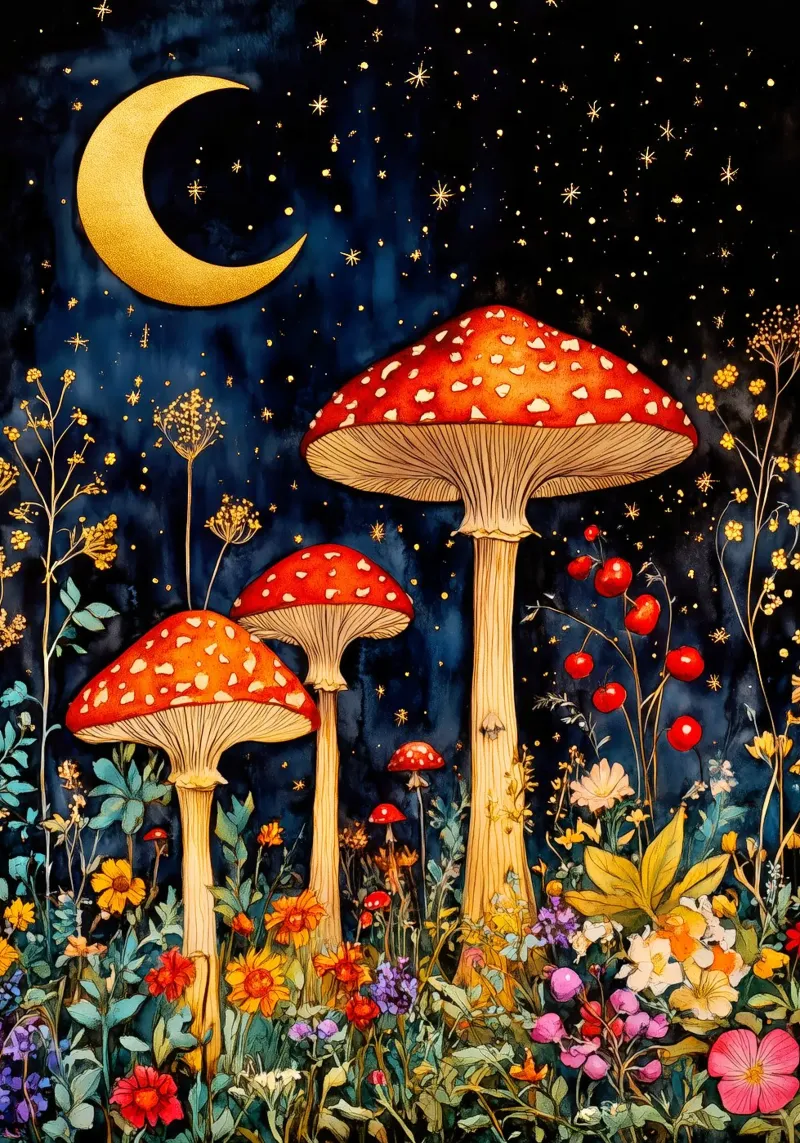 Funghi tela con Cornice a cassetta da Justyna Jaszke JBJart