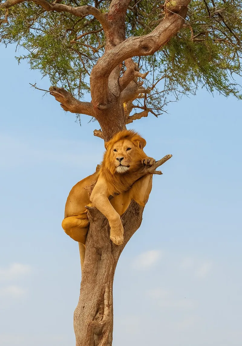 lion on a tree animal photography canvas with Floater frame by raflessia