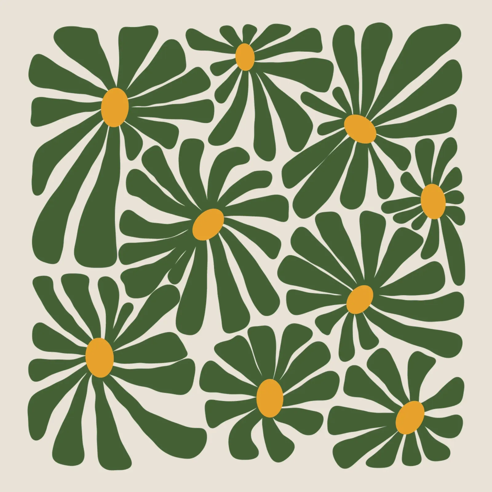 Sap Green Daisies poster con telaio in plastica da TijanaArtStudio88