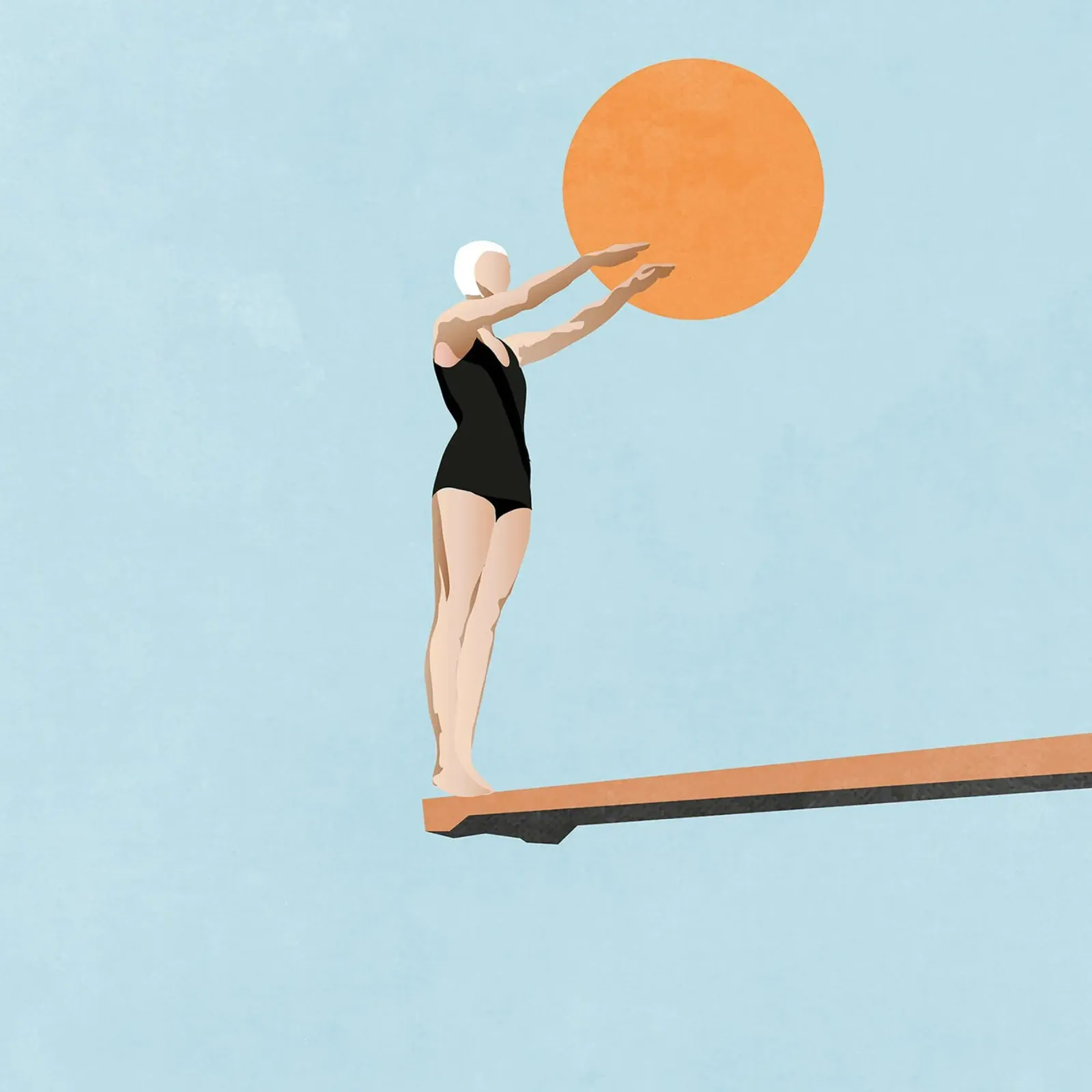 Pronti per il tuffo all'indietro poster con telaio in alluminio da Rita