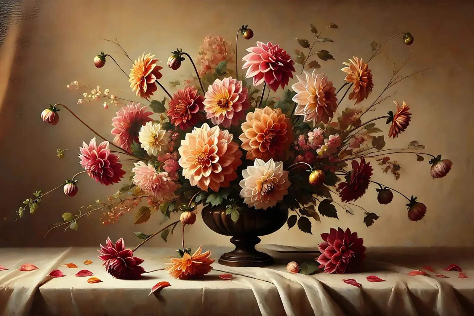Bouquet di dalia vittoriana tela con Cornice a cassetta da VintageBotanics