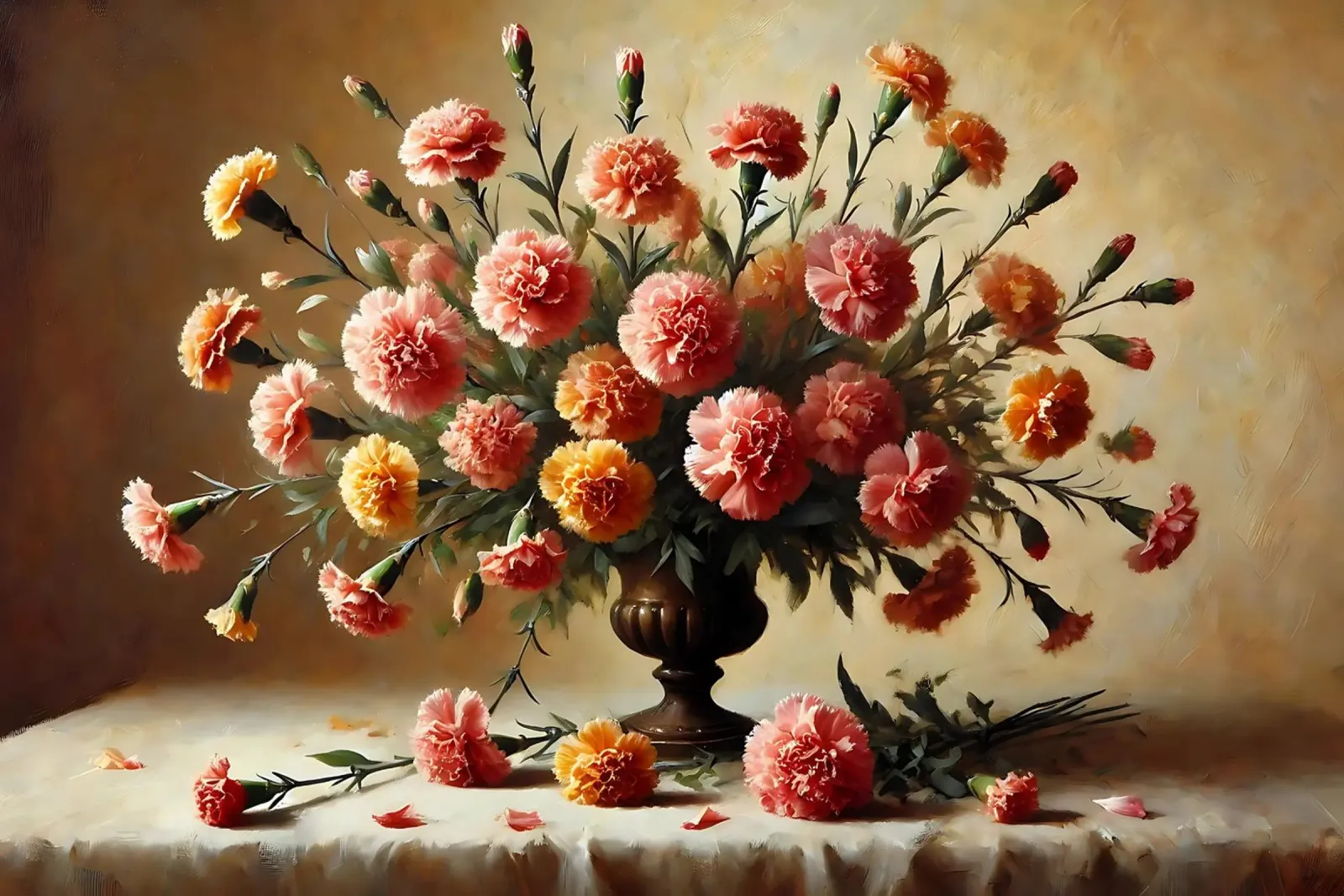 Bouquet di garofani vittoriano poster con telaio in plastica da VintageBotanics
