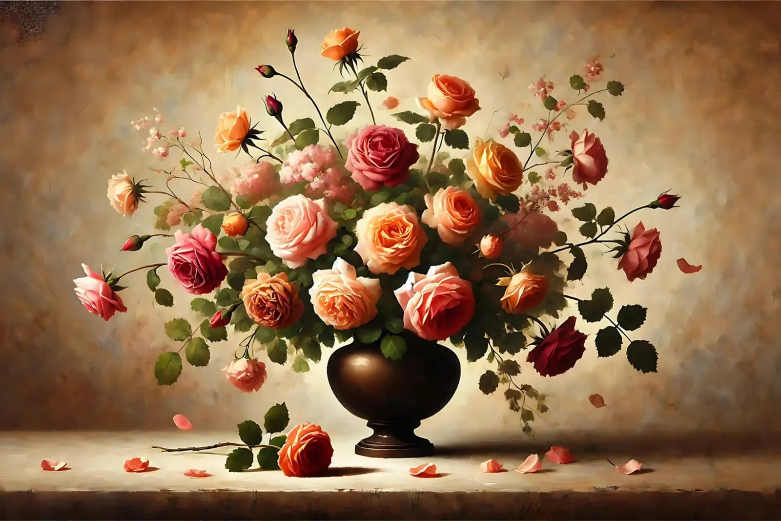 Bouquet di rose vittoriane poster con telaio in plastica da VintageBotanics