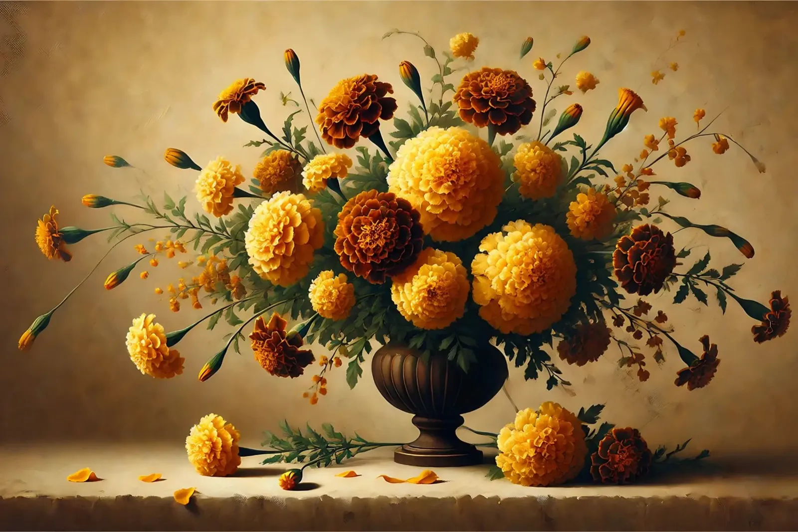Bouquet di calendule vittoriane poster con telaio in plastica da VintageBotanics