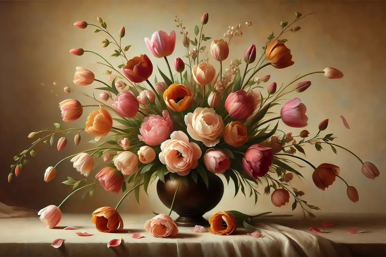 Bouquet di tulipani vittoriano poster con telaio in plastica da VintageBotanics
