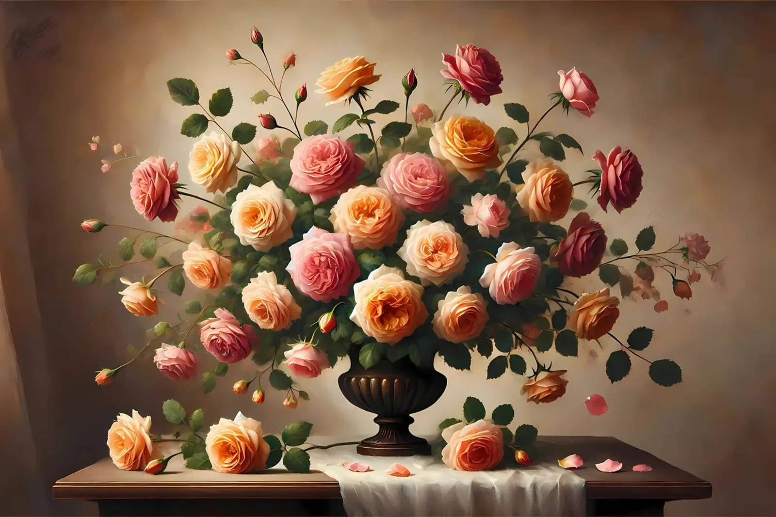 Bouquet di rose vittoriane poster con telaio in plastica da VintageBotanics
