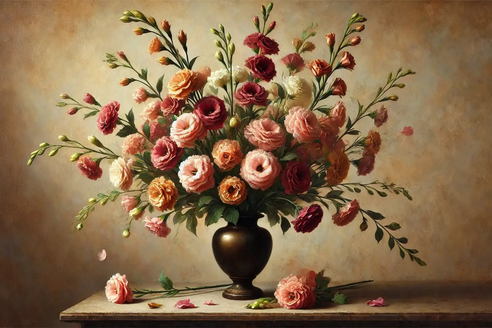 Bouquet vittoriano di eustoma poster con telaio in plastica da VintageBotanics