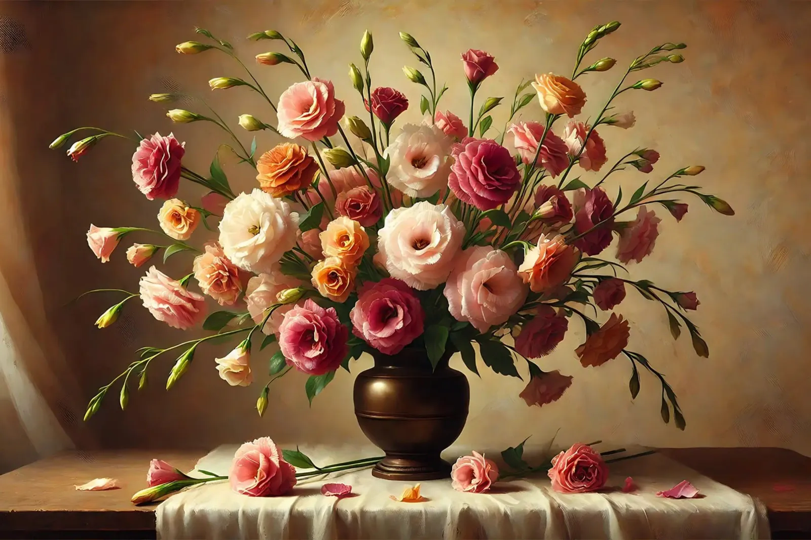 Bouquet di Lisianthus vittoriano tela con Cornice a cassetta da VintageBotanics