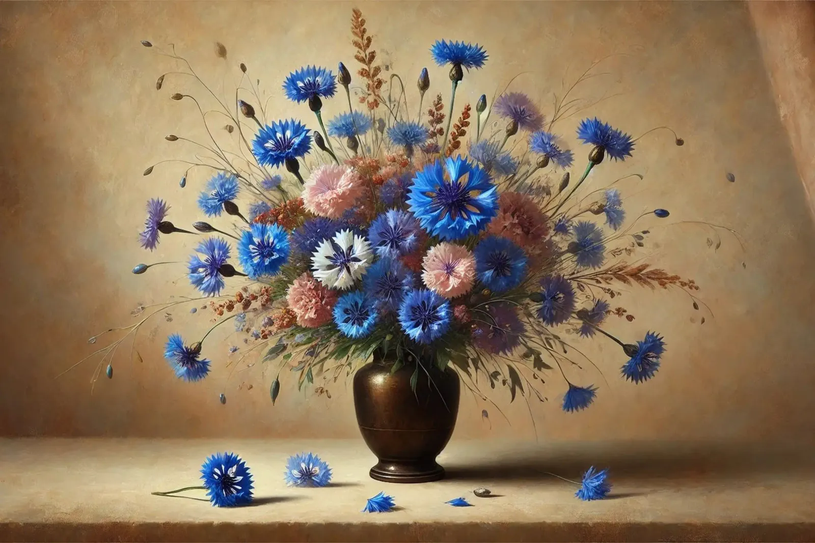 Bouquet di fiordalisi vittoriano poster con telaio in plastica da VintageBotanics