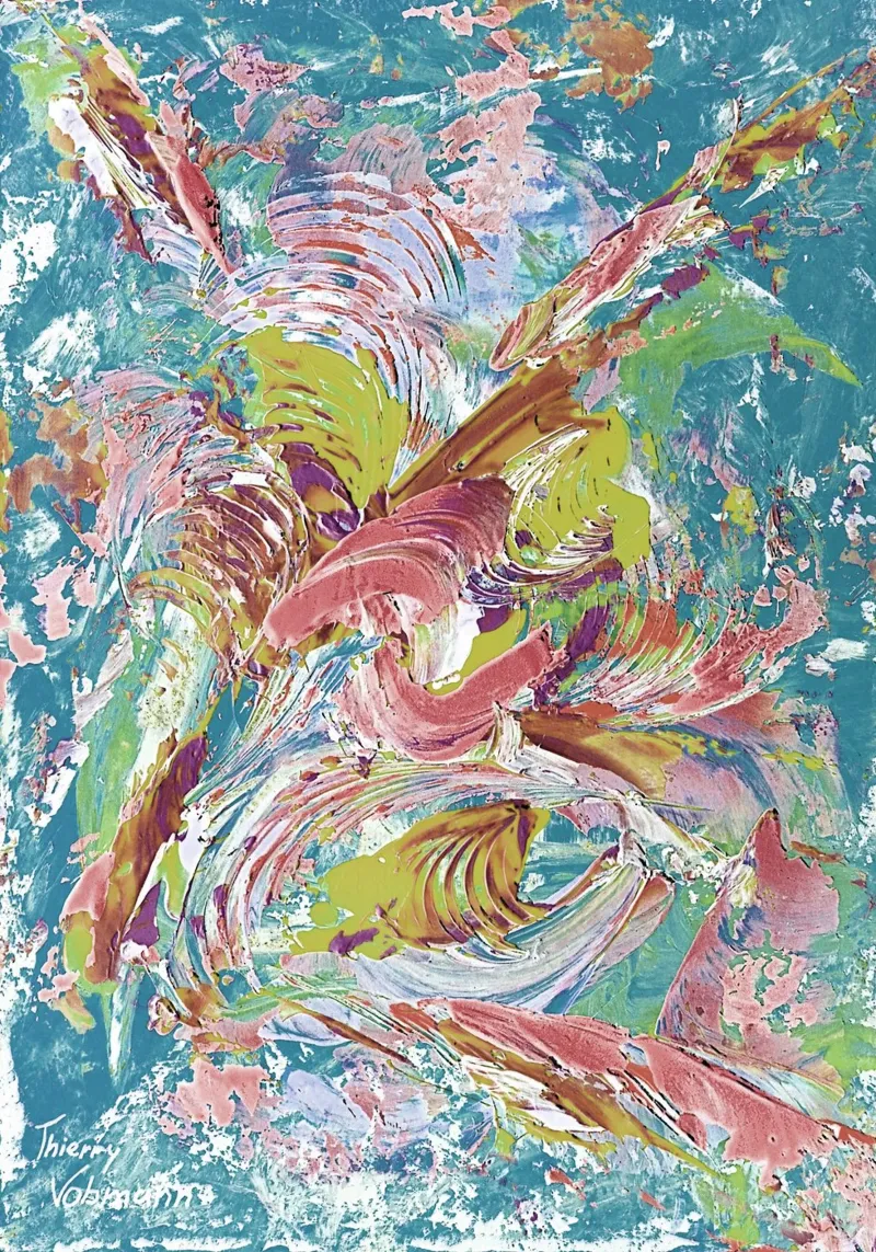 IDEAL GIFT 80 invers. poster con telaio in alluminio da Thierry Vobmann Abstract painting