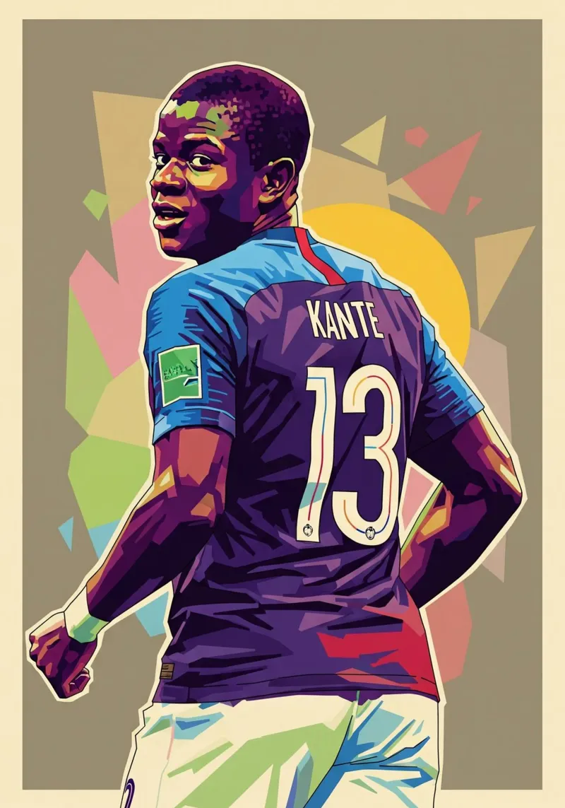 N'golo Kante pop art portrait poster da Hantamrata